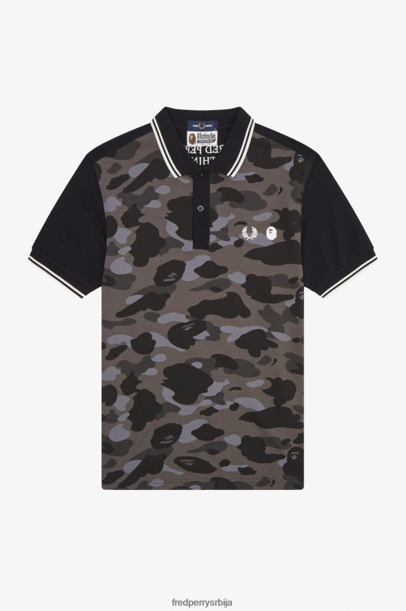 одећу рс Fred Perry мушкарци маскирна кошуља црн 68TD6P351