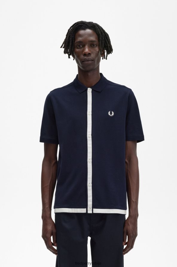 одећу рс Fred Perry мушкарци поло мајица са детаљима траке морнарица 68TD6P357