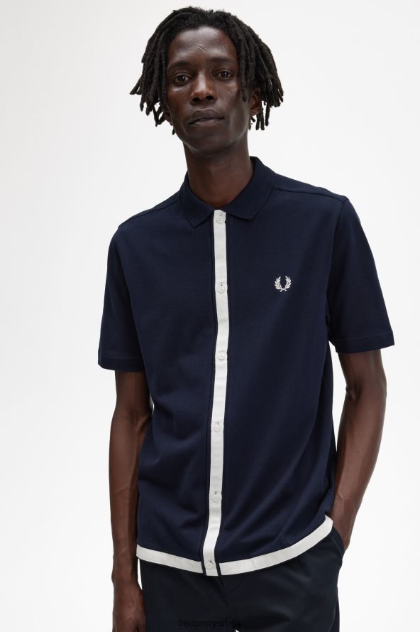 одећу рс Fred Perry мушкарци поло мајица са детаљима траке морнарица 68TD6P357
