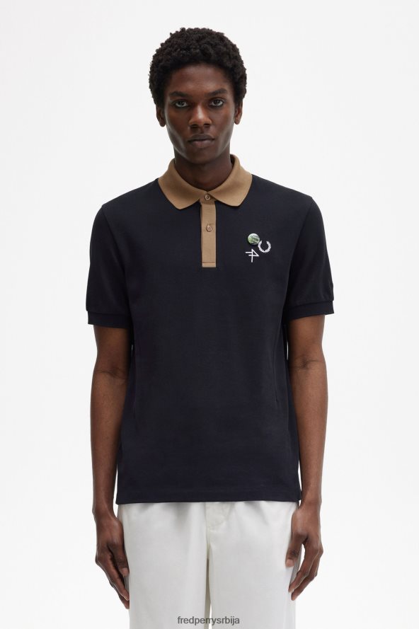 одећу рс Fred Perry мушкарци поло мајица са контрастном крагном Морнарско плаво 68TD6P370