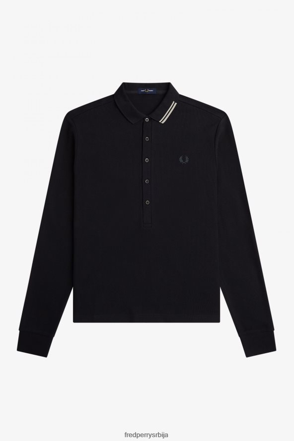 одећу рс Fred Perry мушкарци поло мајица са текстуром саћа црн 68TD6P371