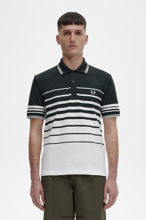 одећу рс Fred Perry мушкарци поло мајица са детаљима у пругама ноћно зелено 68TD6P372