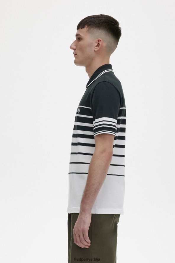 одећу рс Fred Perry мушкарци поло мајица са детаљима у пругама ноћно зелено 68TD6P372
