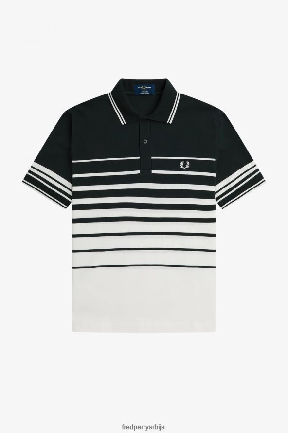 одећу рс Fred Perry мушкарци поло мајица са детаљима у пругама ноћно зелено 68TD6P372