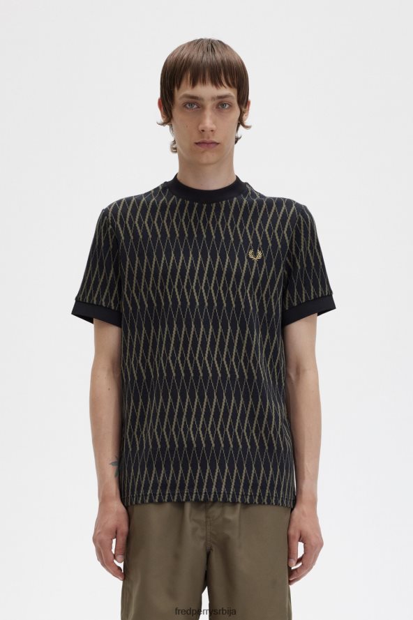 одећу рс Fred Perry мушкарци аргиле жакард мајица црн 68TD6P482