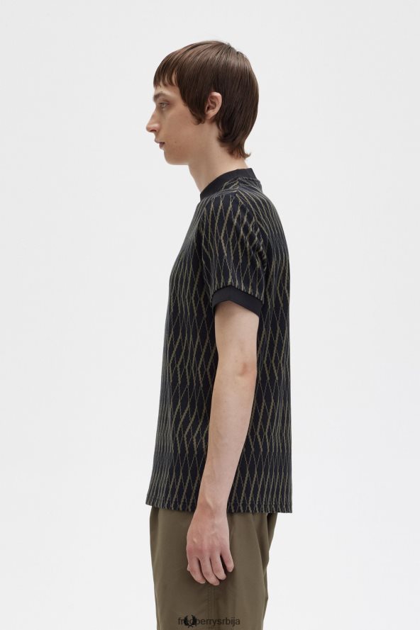 одећу рс Fred Perry мушкарци аргиле жакард мајица црн 68TD6P482