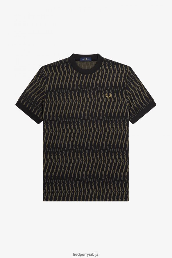 одећу рс Fred Perry мушкарци аргиле жакард мајица црн 68TD6P482