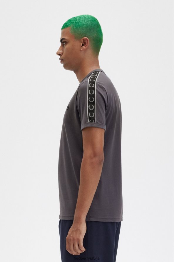 одећу рс Fred Perry мушкарци рингер мајица са контрастном траком гунметал/црна 68TD6P488