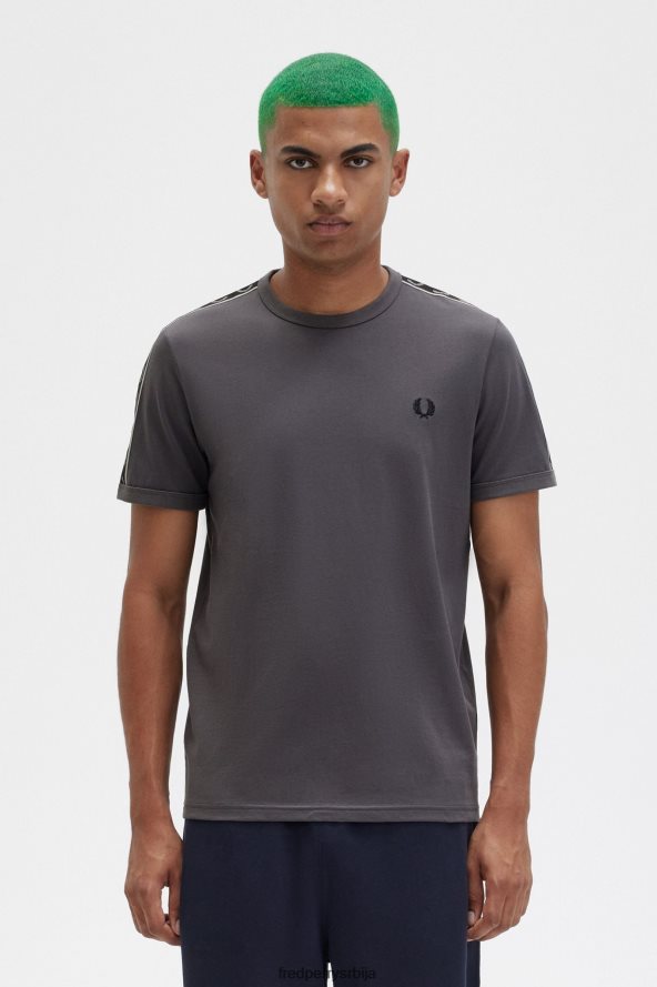 одећу рс Fred Perry мушкарци рингер мајица са контрастном траком гунметал/црна 68TD6P488