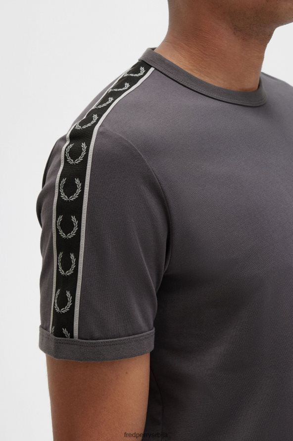 одећу рс Fred Perry мушкарци рингер мајица са контрастном траком гунметал/црна 68TD6P488