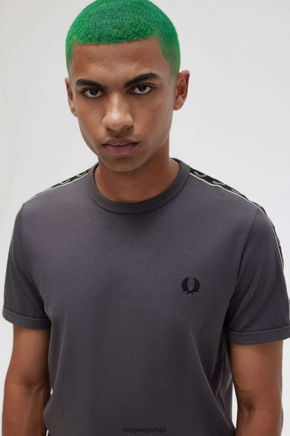 одећу рс Fred Perry мушкарци рингер мајица са контрастном траком гунметал/црна 68TD6P488