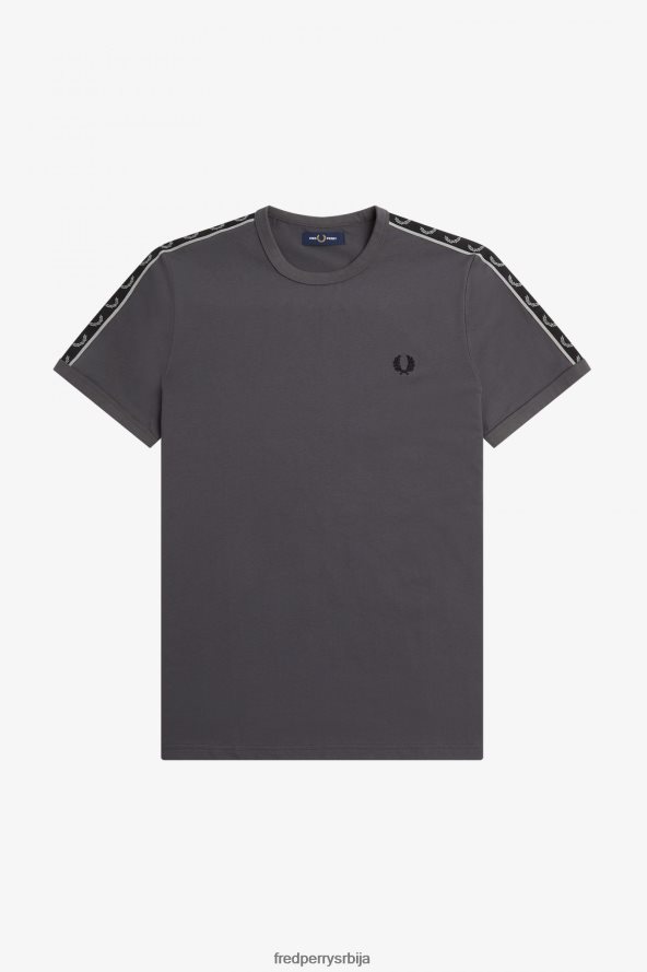 одећу рс Fred Perry мушкарци рингер мајица са контрастном траком гунметал/црна 68TD6P488