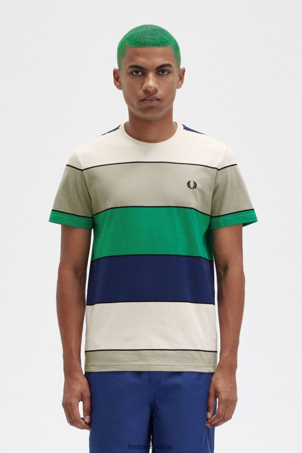одећу рс Fred Perry мушкарци мајица са смелим пругама морска трава 68TD6P491