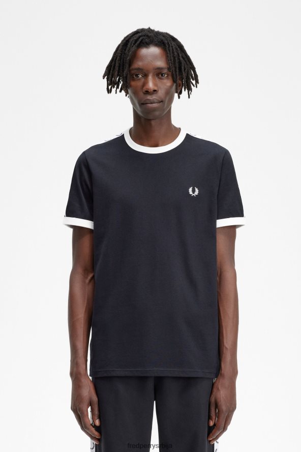 одећу рс Fred Perry мушкарци залепљена рингер мајица црн 68TD6P516