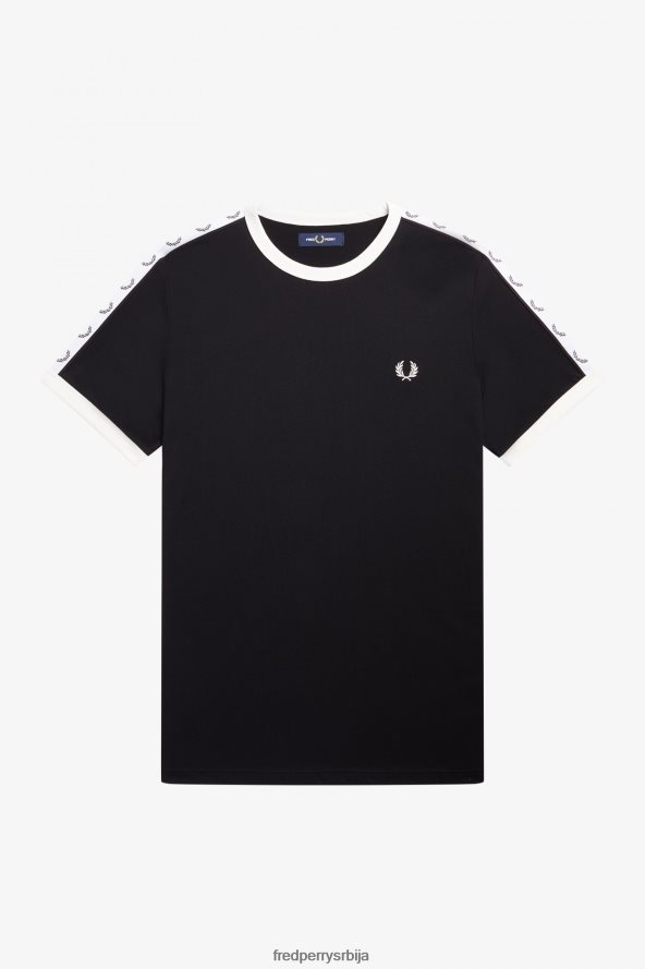 одећу рс Fred Perry мушкарци залепљена рингер мајица црн 68TD6P516