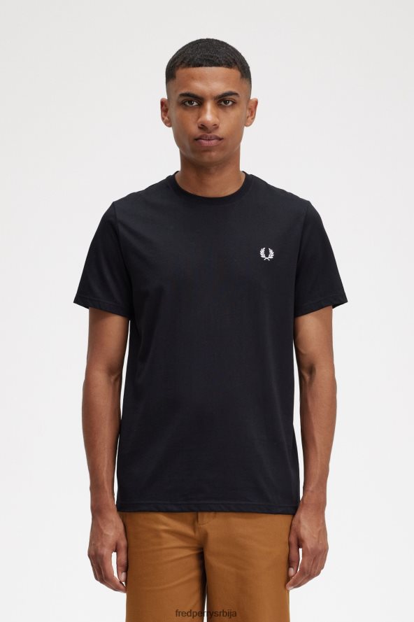 одећу рс Fred Perry мушкарци позади графичка мајица црн 68TD6P521
