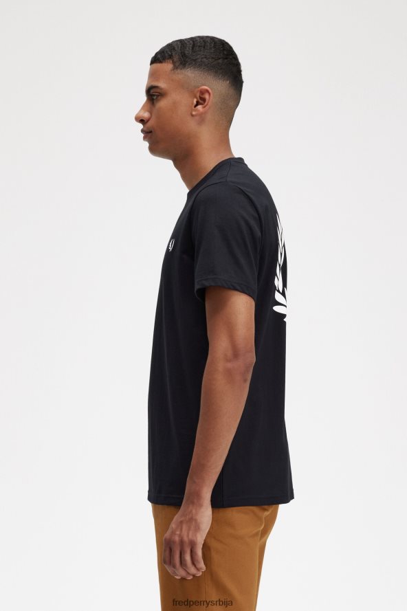 одећу рс Fred Perry мушкарци позади графичка мајица црн 68TD6P521