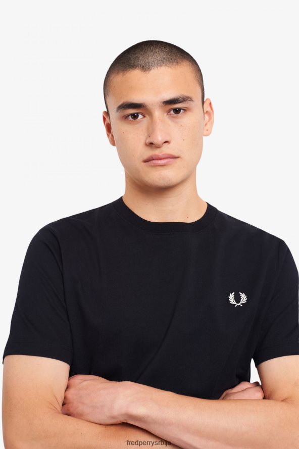 одећу рс Fred Perry мушкарци мајица са великим изрезом црн 68TD6P522