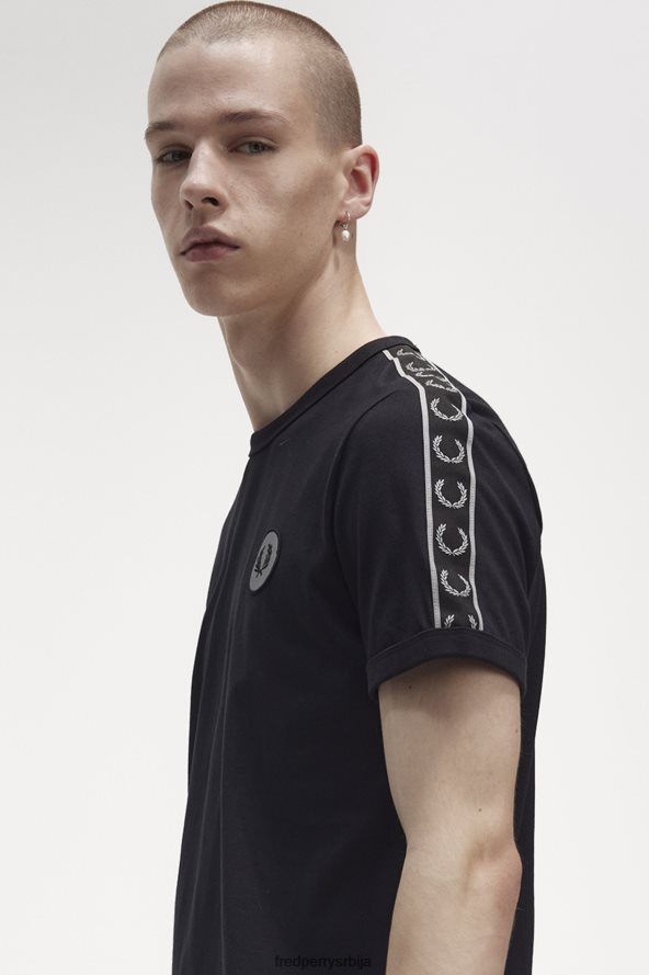 одећу рс Fred Perry мушкарци рингер мајица са рефлектујућим детаљима црна/рефлектујућа 68TD6P525