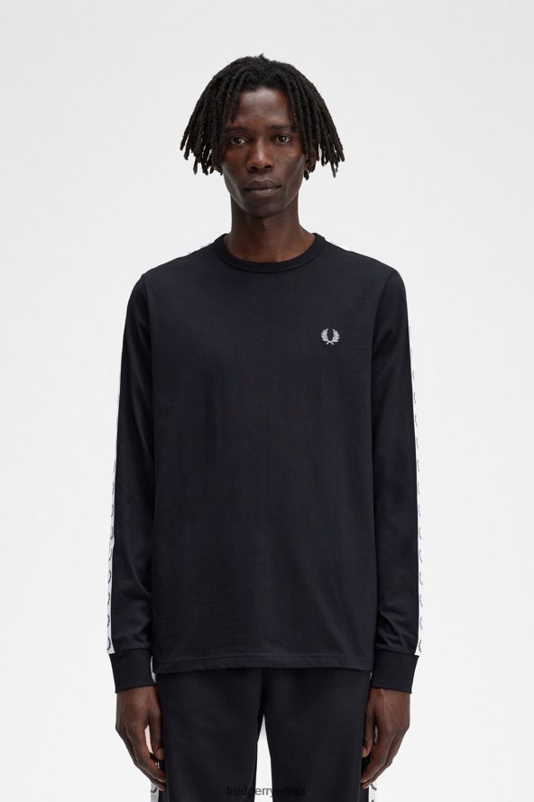 одећу рс Fred Perry мушкарци залепљена мајица дугих рукава црн 68TD6P541