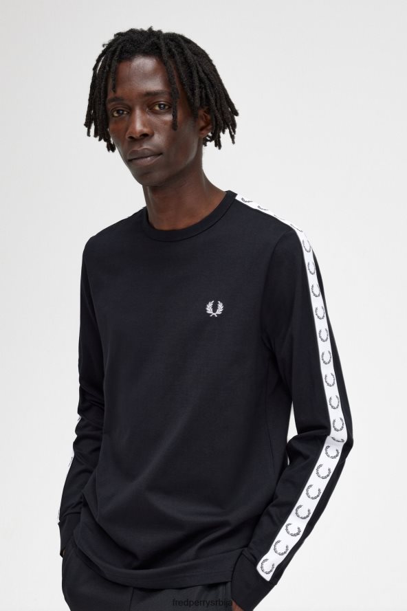 одећу рс Fred Perry мушкарци залепљена мајица дугих рукава црн 68TD6P541