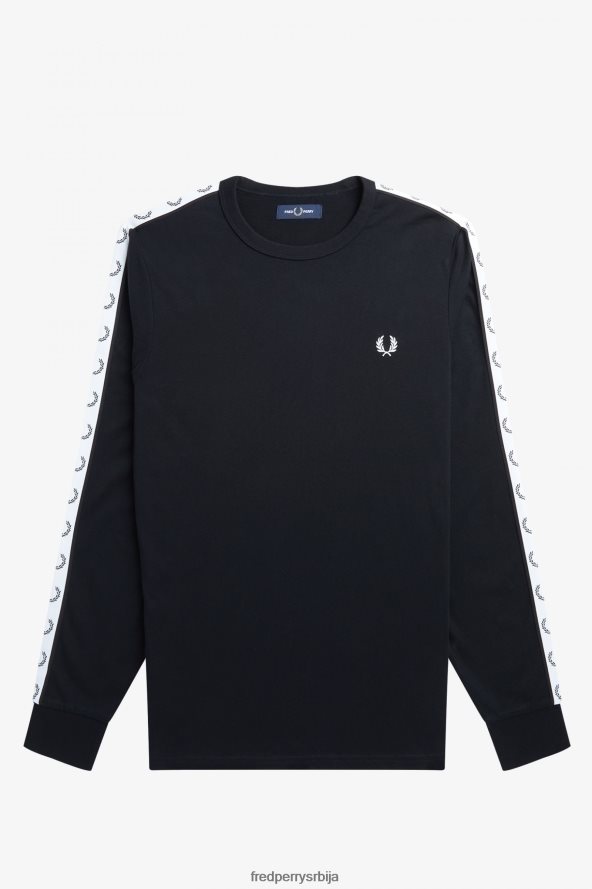 одећу рс Fred Perry мушкарци залепљена мајица дугих рукава црн 68TD6P541