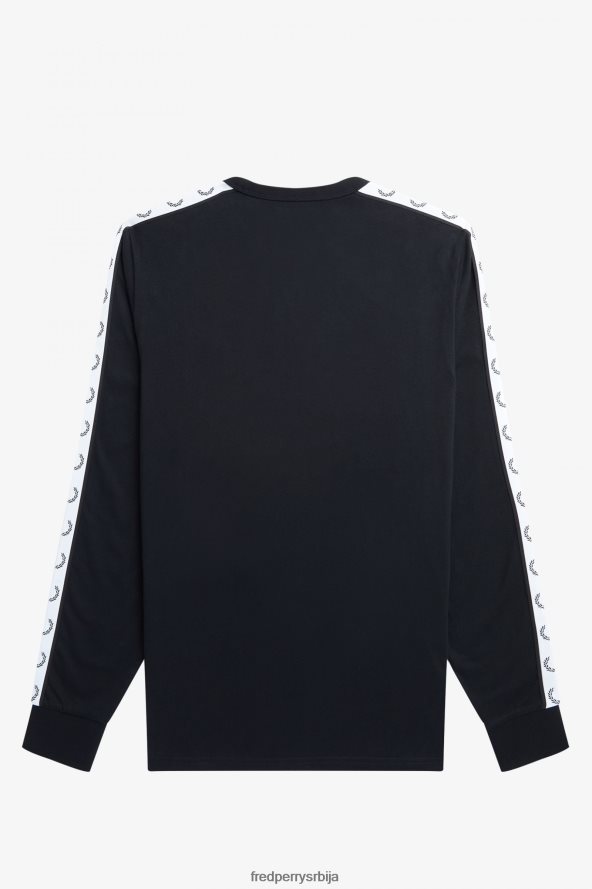 одећу рс Fred Perry мушкарци залепљена мајица дугих рукава црн 68TD6P541