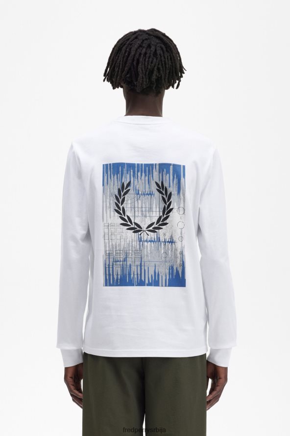 одећу рс Fred Perry мушкарци графичка мајица дугих рукава соундваве бео 68TD6P542