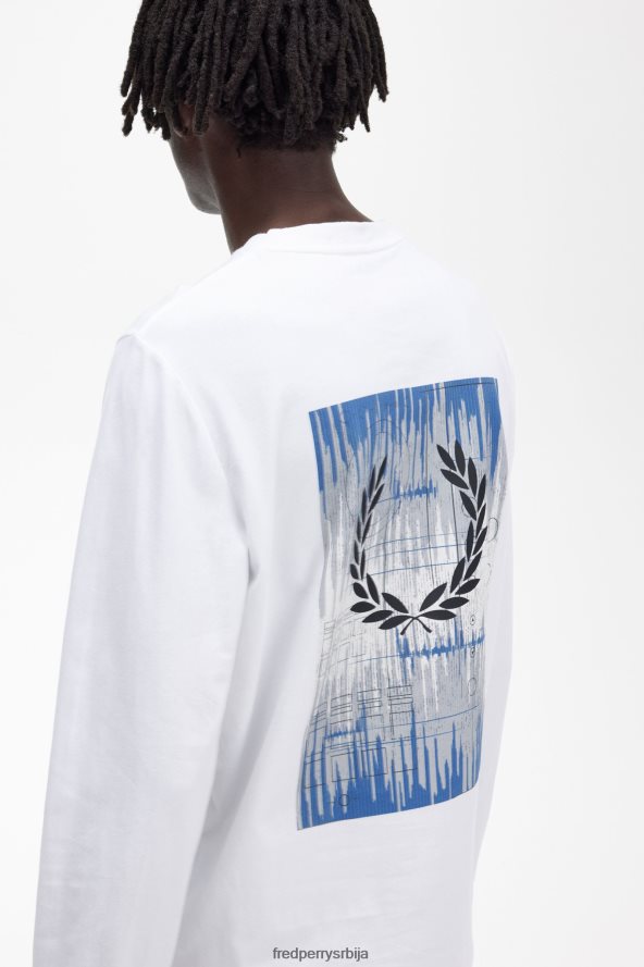 одећу рс Fred Perry мушкарци графичка мајица дугих рукава соундваве бео 68TD6P542