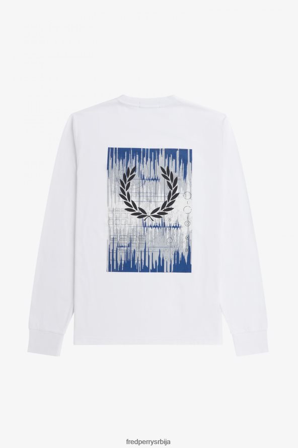 одећу рс Fred Perry мушкарци графичка мајица дугих рукава соундваве бео 68TD6P542