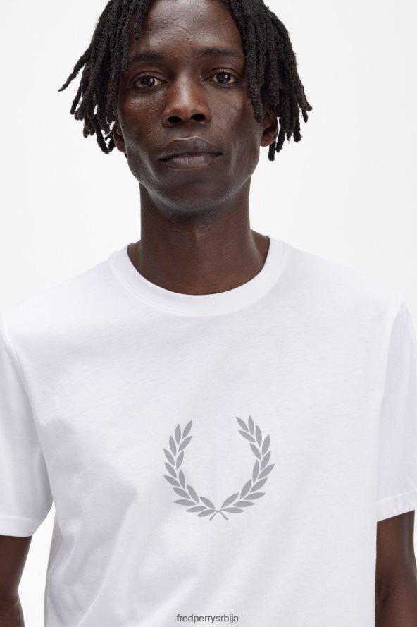 одећу рс Fred Perry мушкарци рефлектујућа мајица са ловоровим венцем бео 68TD6P549