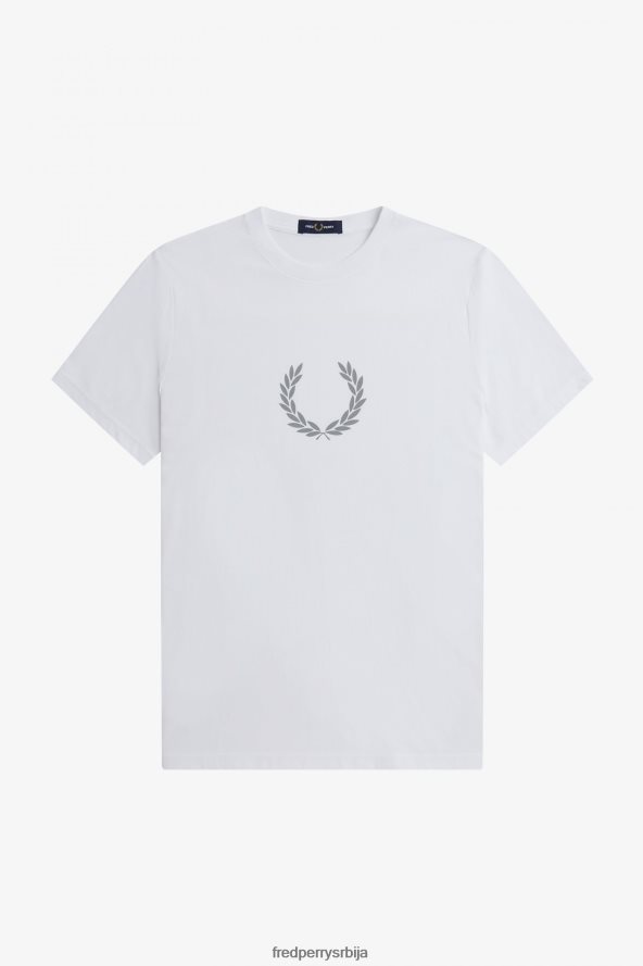 одећу рс Fred Perry мушкарци рефлектујућа мајица са ловоровим венцем бео 68TD6P549