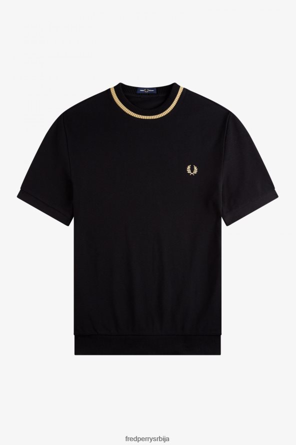 одећу рс Fred Perry мушкарци пике мајица са великим изрезом црно/шампањац 68TD6P552