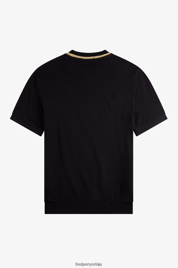 одећу рс Fred Perry мушкарци пике мајица са великим изрезом црно/шампањац 68TD6P552