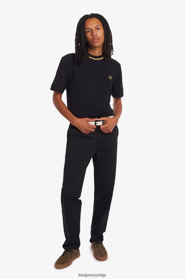 одећу рс Fred Perry мушкарци пике мајица са великим изрезом црно/шампањац 68TD6P552