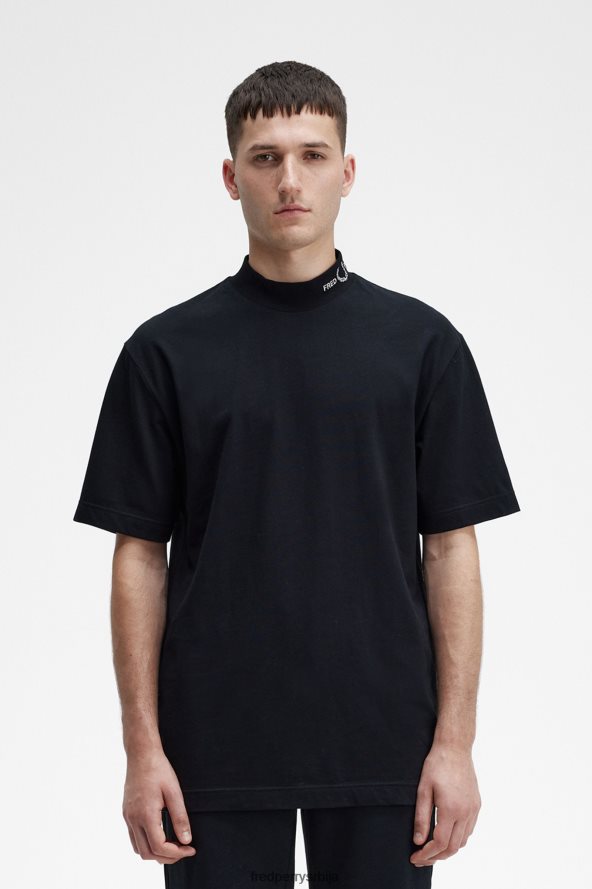 одећу рс Fred Perry мушкарци мајица са брендираним крагном црн 68TD6P553