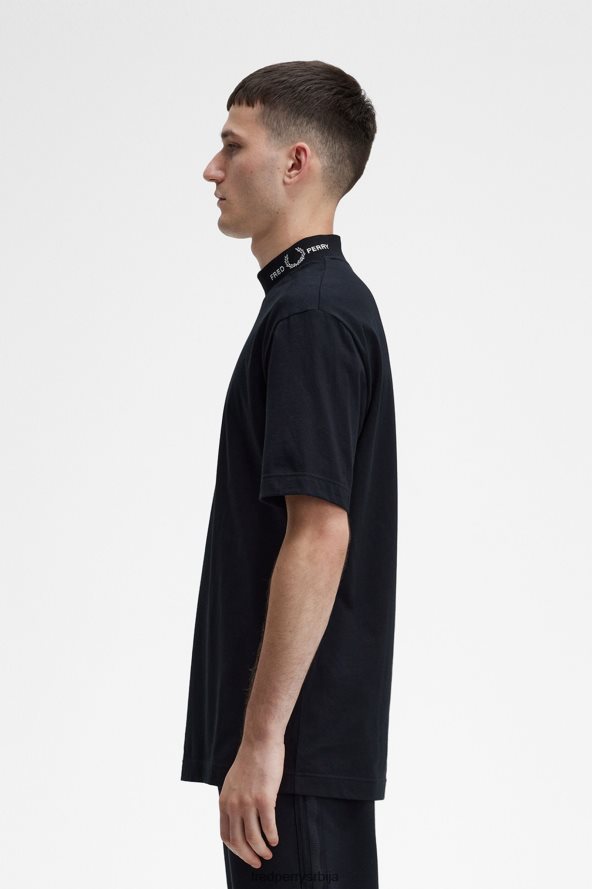 одећу рс Fred Perry мушкарци мајица са брендираним крагном црн 68TD6P553