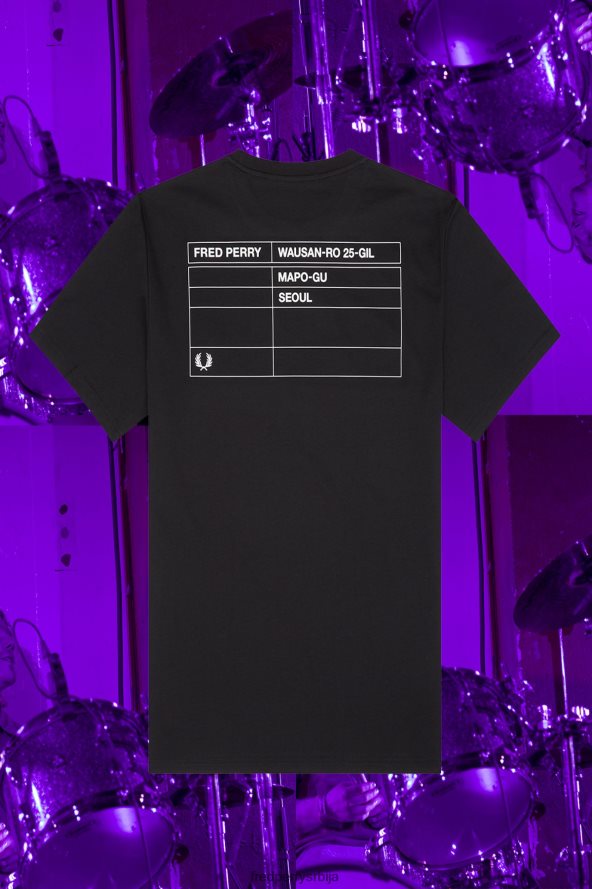 одећу рс Fred Perry мушкарци сеул рингер мајица црн 68TD6P555