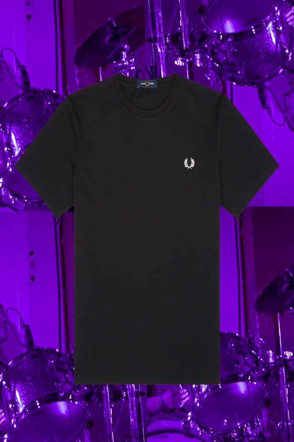 одећу рс Fred Perry мушкарци сеул рингер мајица црн 68TD6P555