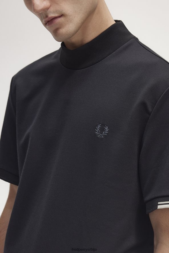 одећу рс Fred Perry мушкарци горњи део са високим вратом црн 68TD6P561
