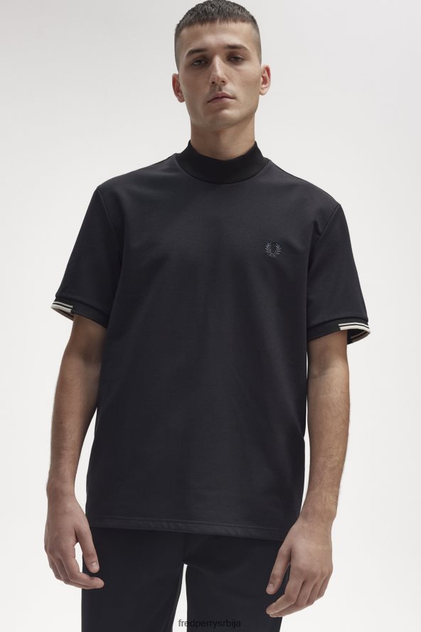 одећу рс Fred Perry мушкарци горњи део са високим вратом црн 68TD6P561