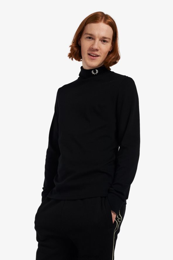 одећу рс Fred Perry мушкарци рол врат топ црн 68TD6P562