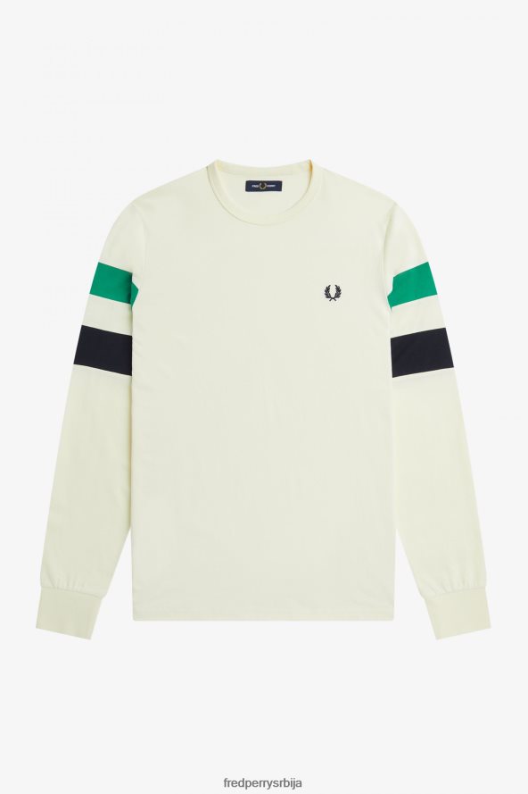 одећу рс Fred Perry мушкарци мајица дугих рукава са панелима ецру 68TD6P564