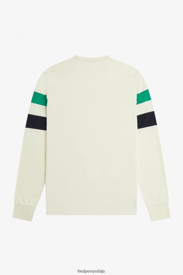 одећу рс Fred Perry мушкарци мајица дугих рукава са панелима ецру 68TD6P564