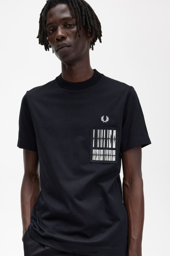 одећу рс Fred Perry мушкарци мајица са звучним таласима црн 68TD6P571