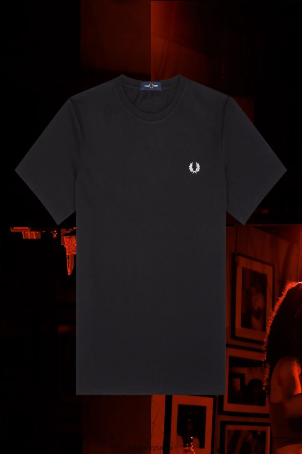 одећу рс Fred Perry мушкарци минхен рингер мајица црн 68TD6P573
