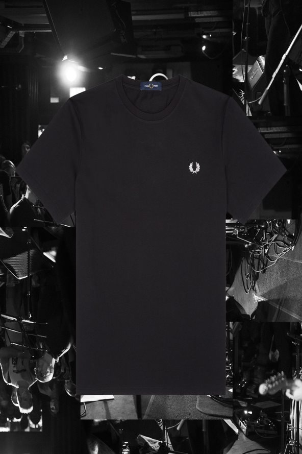 одећу рс Fred Perry мушкарци бристол рингер мајица црн 68TD6P591