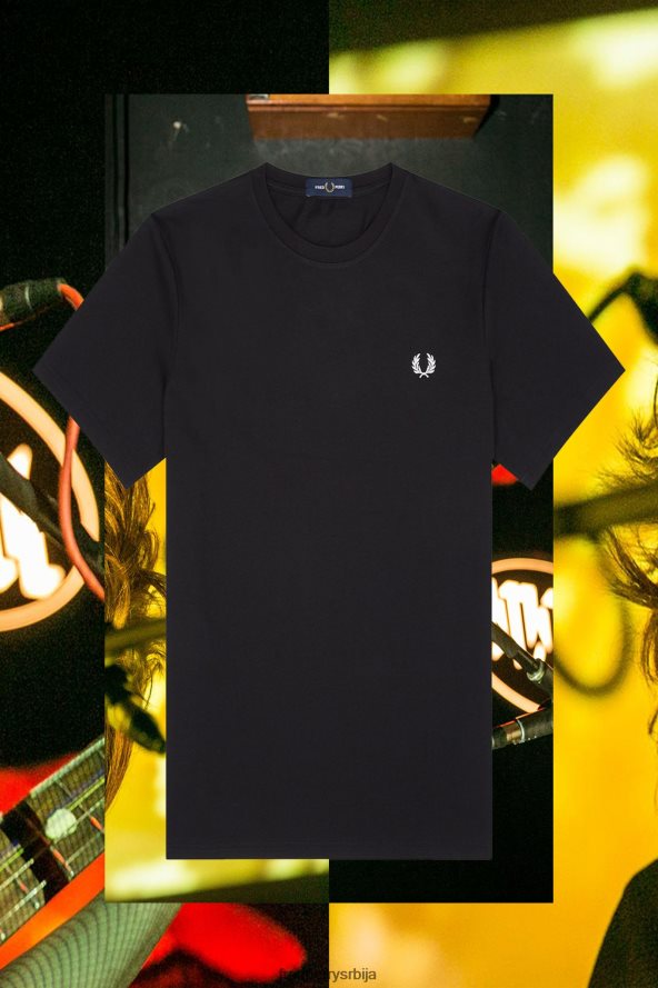 одећу рс Fred Perry мушкарци Стоцкхолм рингер мајица црн 68TD6P592