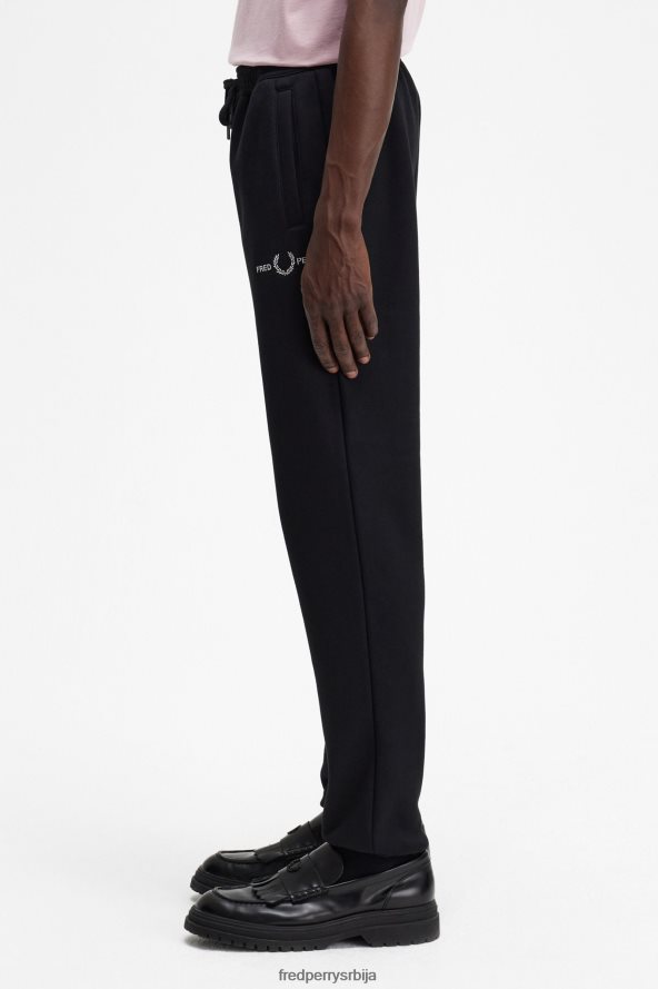 одећу рс Fred Perry мушкарци везене тренирке црн 68TD6P54