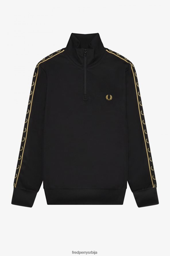 одећу рс Fred Perry мушкарци залепљена половина рајсфершлуса црно злато 68TD6P11